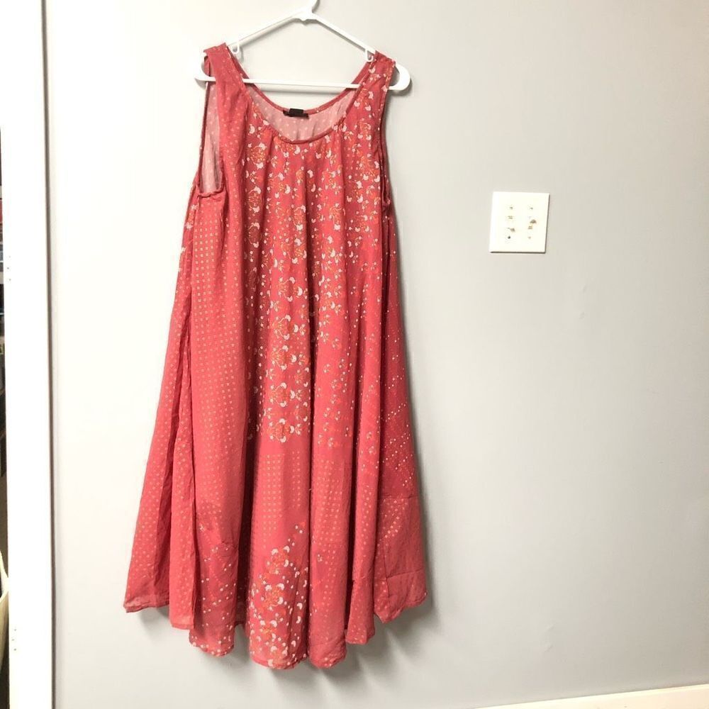 ana‎ & rose art nouveau print mauve a line loose fit tank dress one size spring